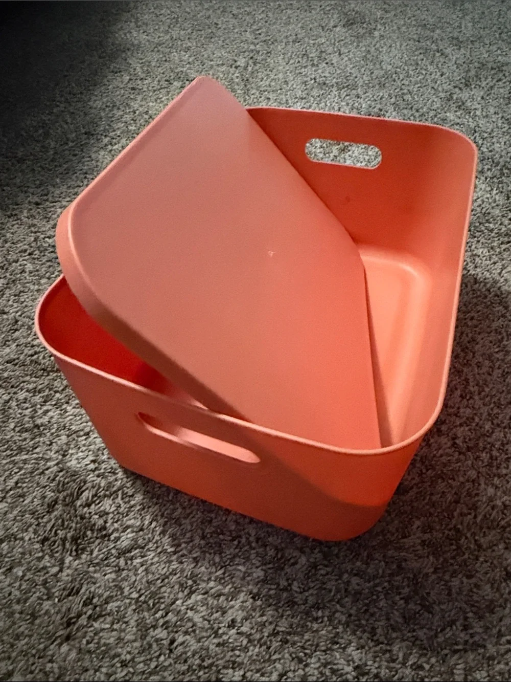 Orange Stackable Organizer Bin w/Fitted Lid 14